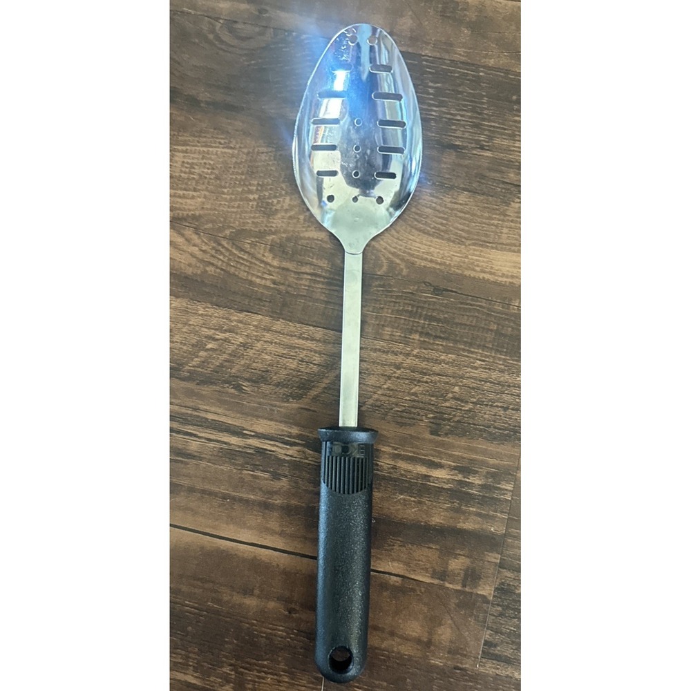 EKCO Slotted Spoon Black Nylon Handle Vintage EUC Made In USA 12"